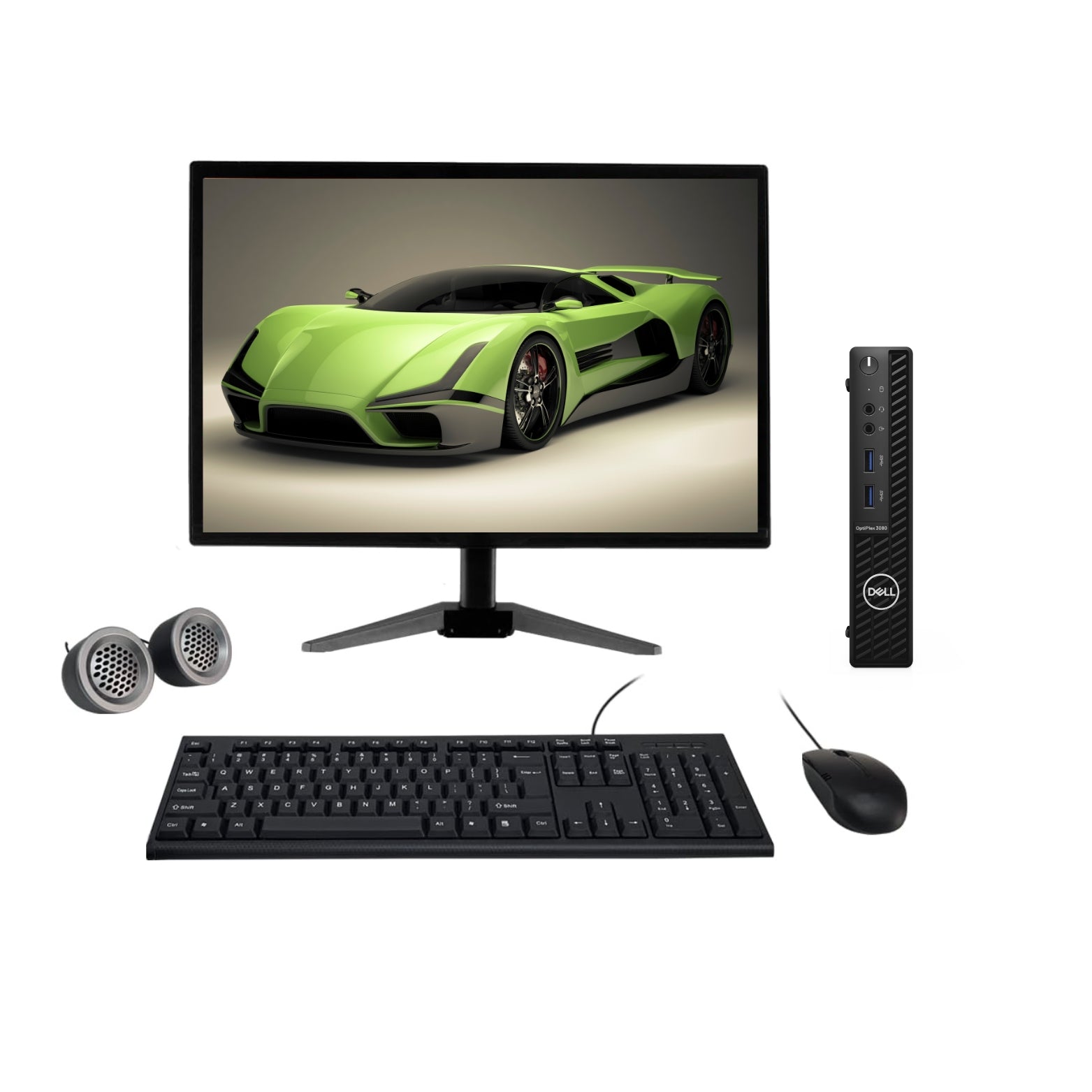 Dell OptiPlex 3080 Mini PC All-in-One Desktop Computer Set | Intel i5-10th Gen | 19" HD LED Monitor| Wired KB & Mouse | Speakers | Wifi | Win 11 Pro | Refurbished